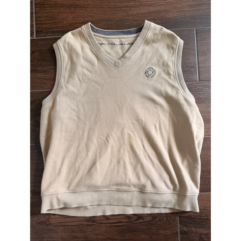 Nicklaus The‎ Memorial Tournament Golf Vest Mens XXL Tan V-Neck Cotton Sweater